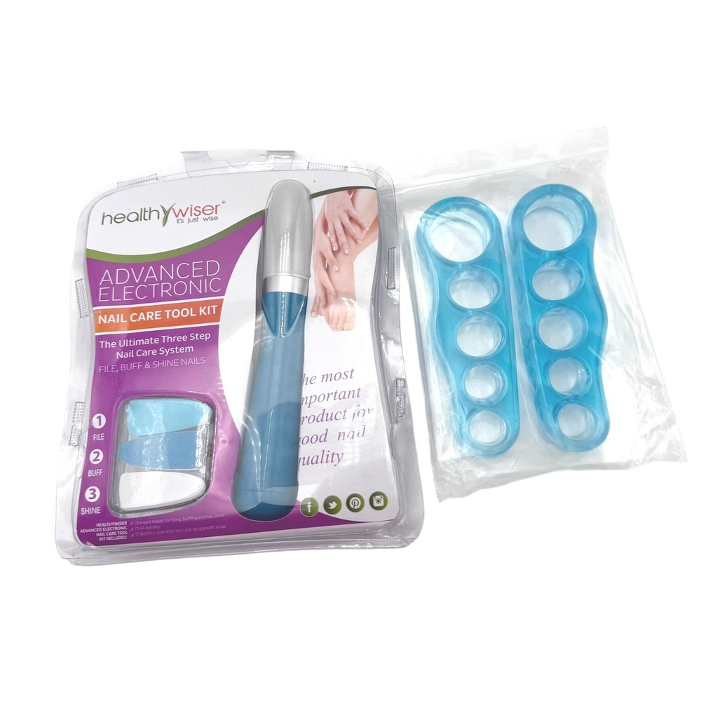 NEW HealthyWiser Advanced Electronic Nail Care Tool Kit File Buff Separators